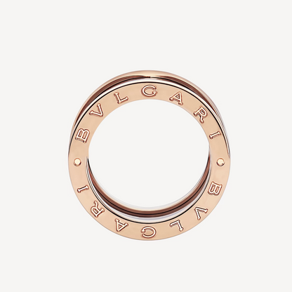 [⭐Marins]ZERO 1 FOUR-BAND LOOPS AND BLACK CERAMIC SPIRAL PINK GOLD RING