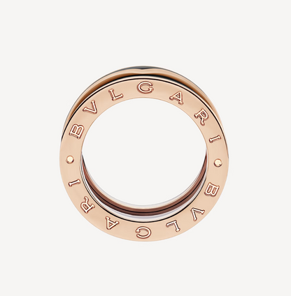 [⭐Marins]ZERO 1 TWO-BAND WITH MATTE BLACK CERAMIC PINK GOLD RING