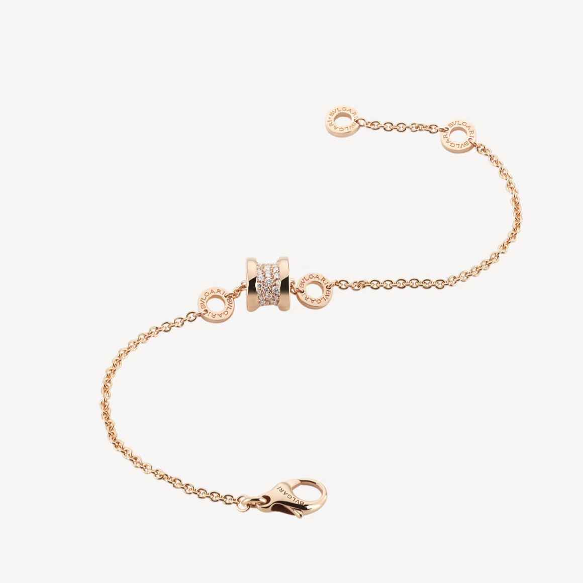 [⭐Marins]ZERO 1 SOFT PINK GOLD WITH PAVED DIAMONDS ON THE SPIRAL BRACELET