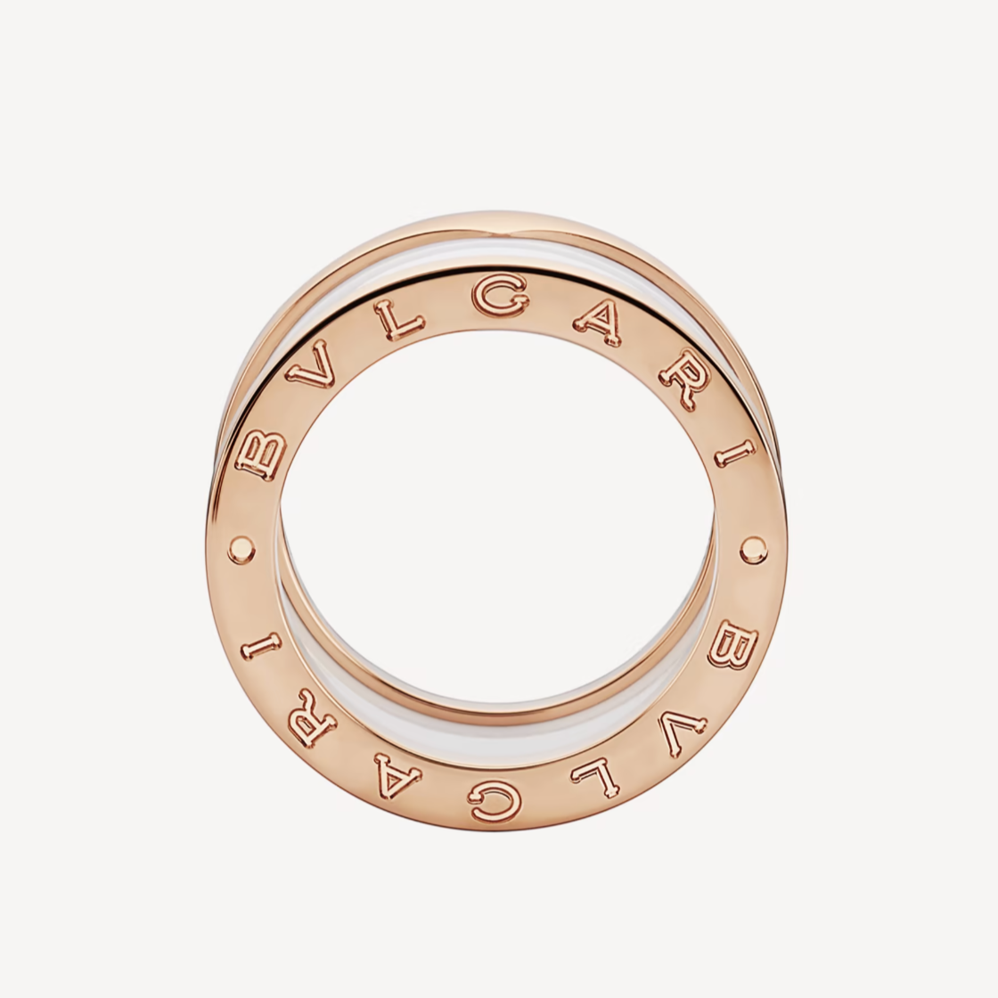 [⭐Marins]ZERO 1 FOUR-BAND LOOPS AND WHITE CERAMIC SPIRAL PINK GOLD RING