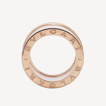 [⭐Marins]ZERO 1 FOUR-BAND LOOPS AND WHITE CERAMIC SPIRAL PINK GOLD RING