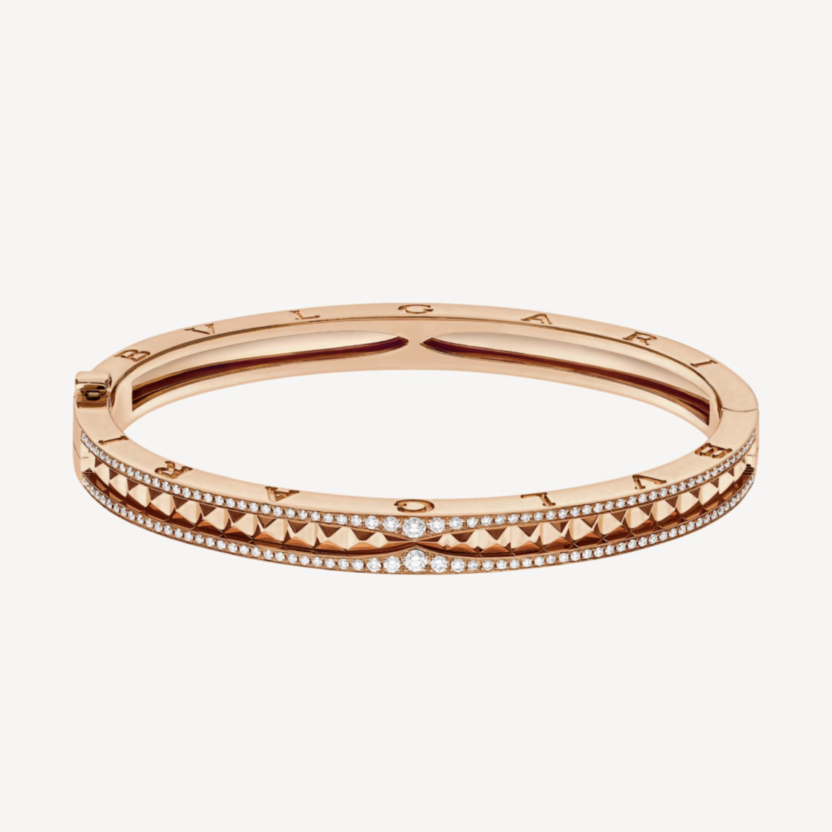 [⭐Marins]ZERO 1 SPIRAL AND PAVED DIAMOND PINK GOLD BRACELET