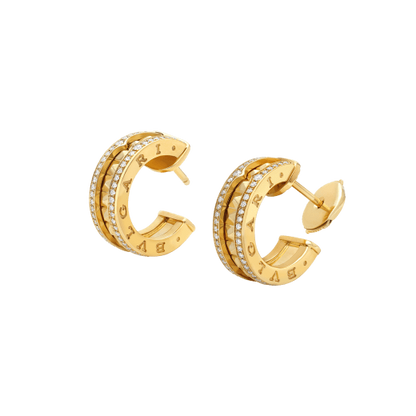 [⭐Marins]ZERO 1 ROCK GOLD EARRINGS WITH STUDDED SPIRAL AND PAVED DIAMONDS