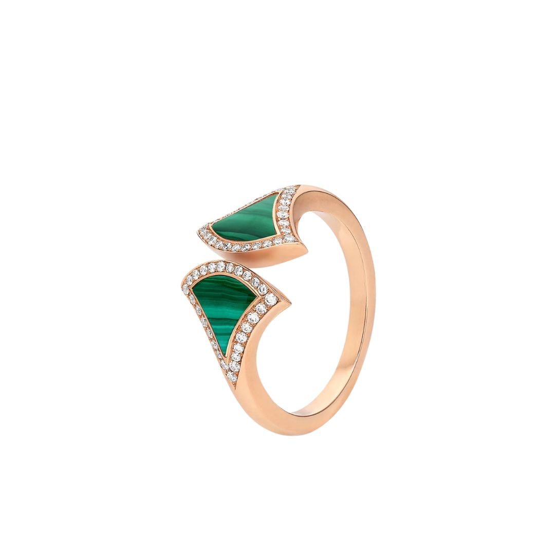 [⭐Marins]DREAM MALACHITE DIAMOND OPEN RING