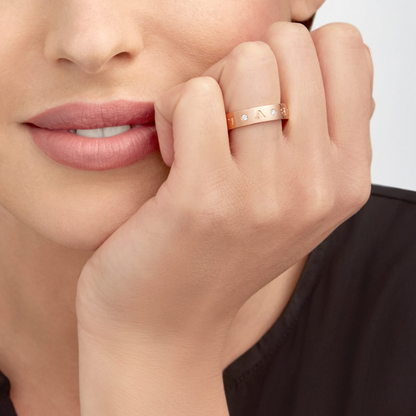[⭐Marins]ZERO 1 ESSENTIAL PINK GOLD BAND WITH DIAMONDS RING