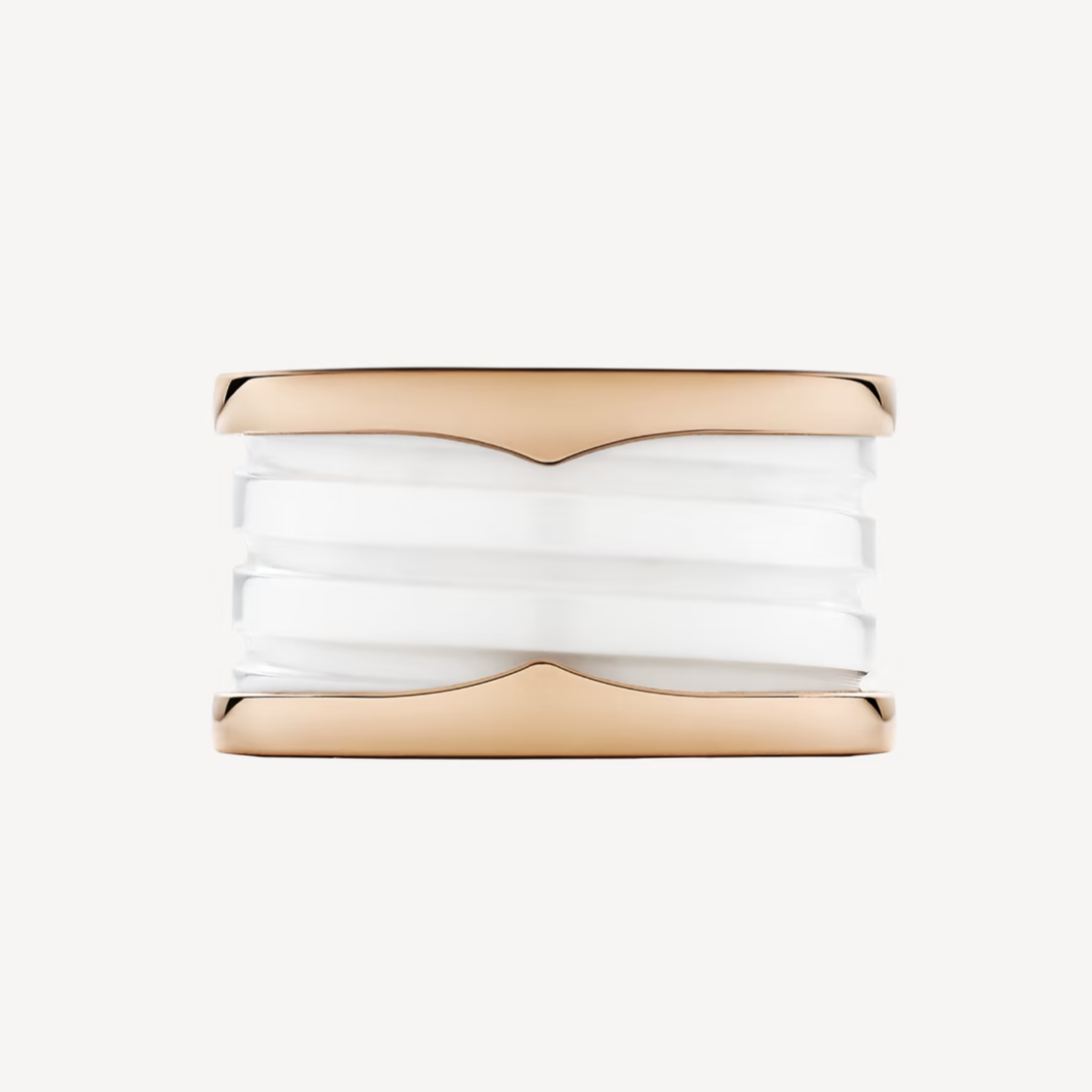 [⭐Marins]ZERO 1 FOUR-BAND LOOPS AND WHITE CERAMIC SPIRAL PINK GOLD RING