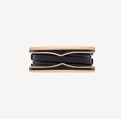 [⭐Marins]ZERO 1 TWO-BAND WITH MATTE BLACK CERAMIC PINK GOLD RING