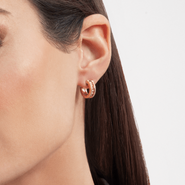 [⭐Marins]ZERO 1 ROCK GOLD EARRINGS WITH STUDDED SPIRAL AND PAVED DIAMONDS