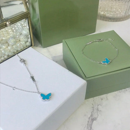 [Marin-Jewelry]BRACELET PAPILLON TURQUOISE PAPILLON ARGENT