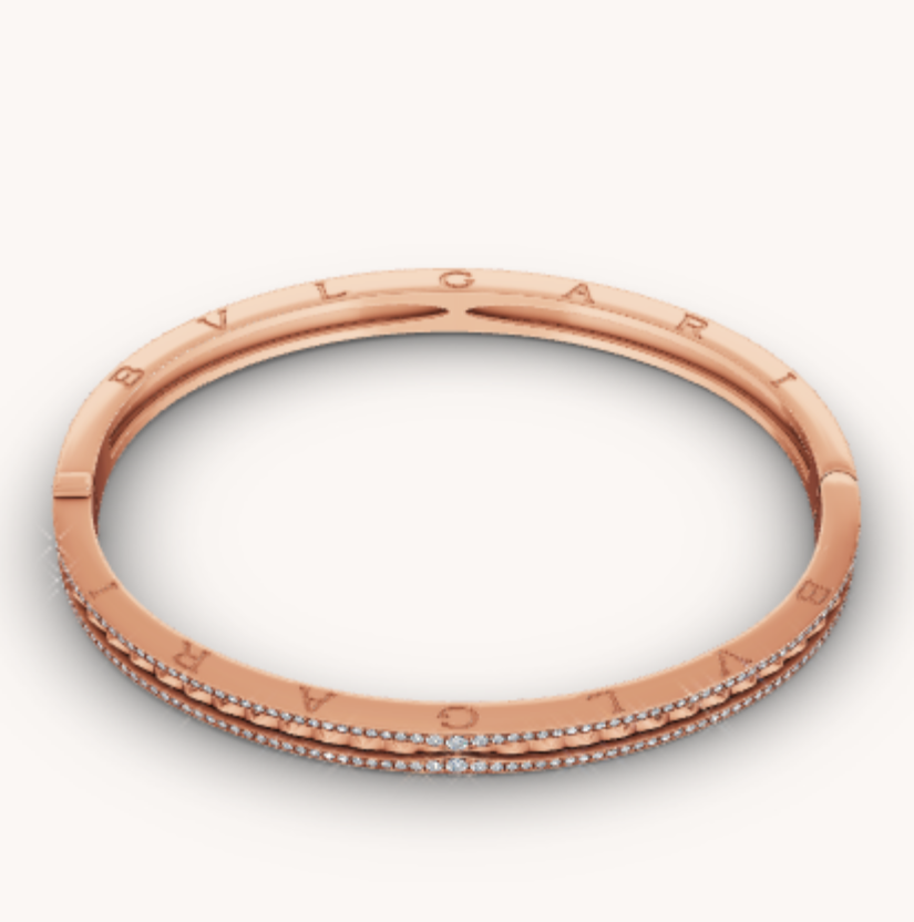 [⭐Marins]ZERO 1 SPIRAL AND PAVED DIAMOND PINK GOLD BRACELET