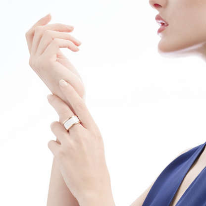 [⭐Marins]ZERO 1 FOUR-BAND LOOPS AND WHITE CERAMIC SPIRAL PINK GOLD RING