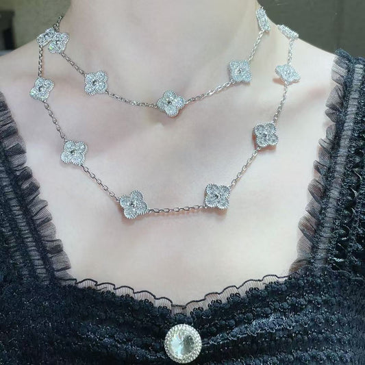 [Marin-Jewelry]CLOVER 20 MOTIFS FULL-DIAMOND NECKLACE