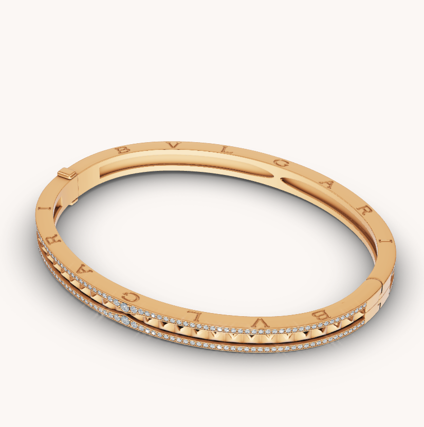 [⭐Marins]ZERO 1 SPIRAL AND PAVED DIAMOND GOLD BRACELET