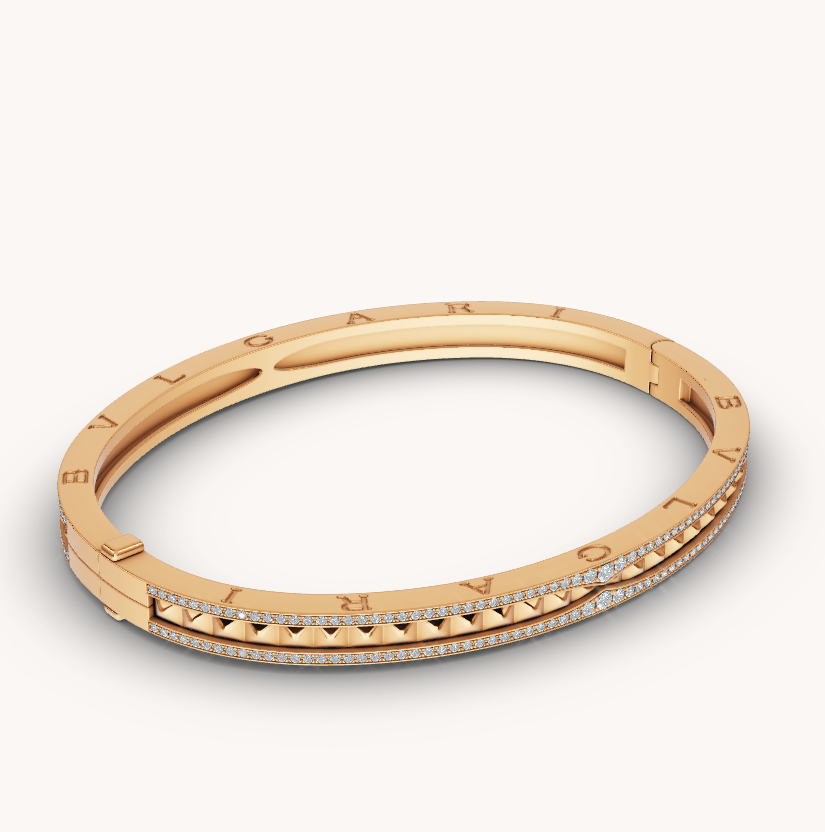 [⭐Marins]ZERO 1 SPIRAL AND PAVED DIAMOND GOLD BRACELET