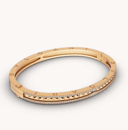 [⭐Marins]ZERO 1 SPIRAL AND PAVED DIAMOND GOLD BRACELET