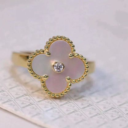 [Marin-Jewelry]CLOVER PINK MOP RING GOLD DIAMOND