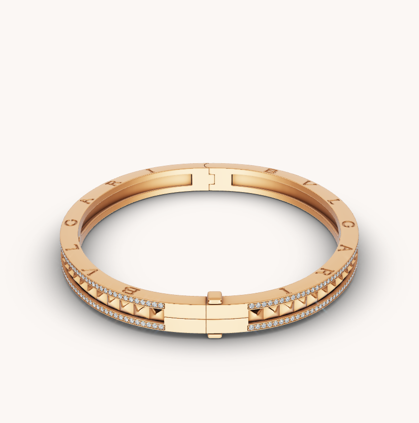 [⭐Marins]ZERO 1 SPIRAL AND PAVED DIAMOND GOLD BRACELET