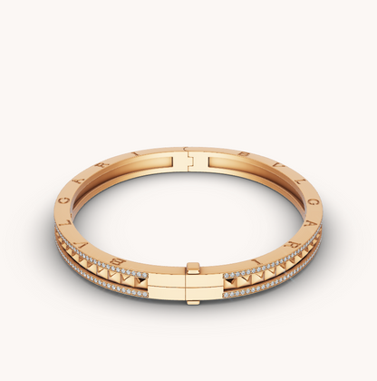 [⭐Marins]ZERO 1 SPIRAL AND PAVED DIAMOND GOLD BRACELET