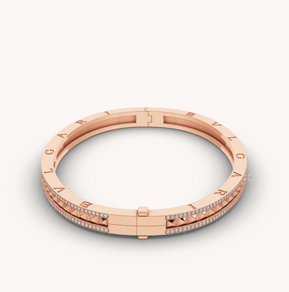 [⭐Marins]ZERO 1 SPIRAL AND PAVED DIAMOND PINK GOLD BRACELET