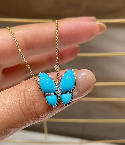 [Marin-Jewelry]Turquoise Butterfly Gold Necklace
