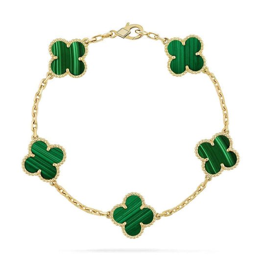[Marin-Jewelry] CLOVER 5 MOTIF MALACHITE BRACELET COLLECTION