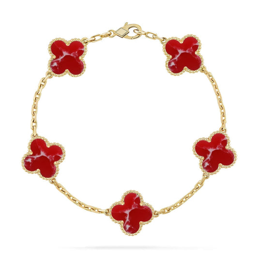 [Marin-Jewelry]CLOVER 5 MOTIF RED PATTERN BRACELET COLLECTION