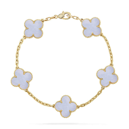 [Marin-Jewelry] CLOVER 5 MOTIF PURPLE CHALCEDONY BRACELET COLLECTION