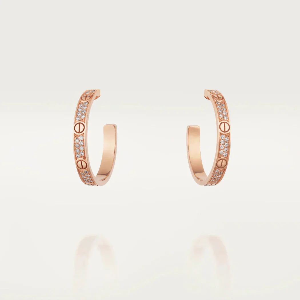 [Marin-Jewelry]LOVE DIAMOND PINK GOLD HOOP EARRINGS