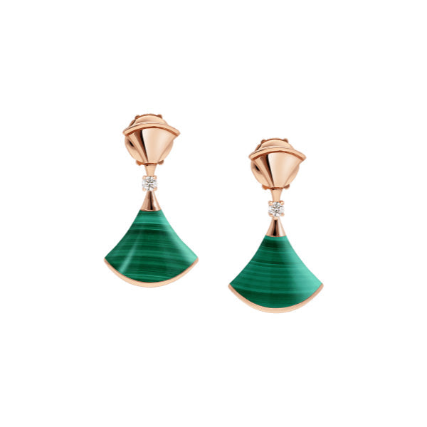 [⭐Marins]DREAM MALACHITE PINK GOLD EARRINGS