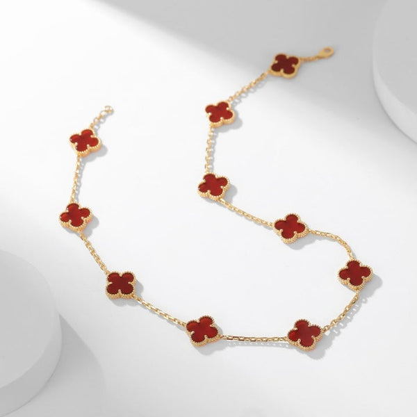 [Marin-Jewelry]CLOVER 10 MOTIFS CARNELIAN NECKLACE