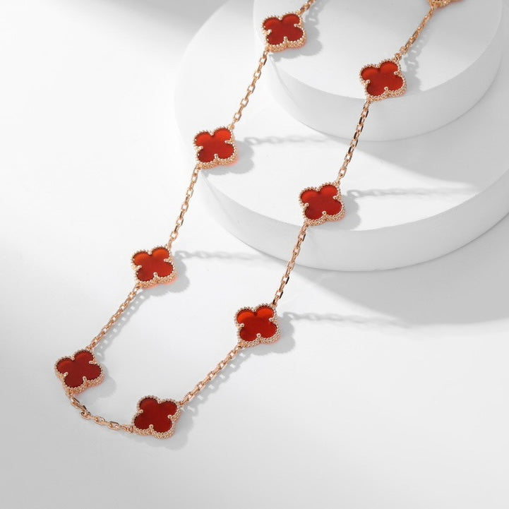 [Marin-Jewelry]COLLIER TRÈFLE 10 MOTIFS CORNALINE