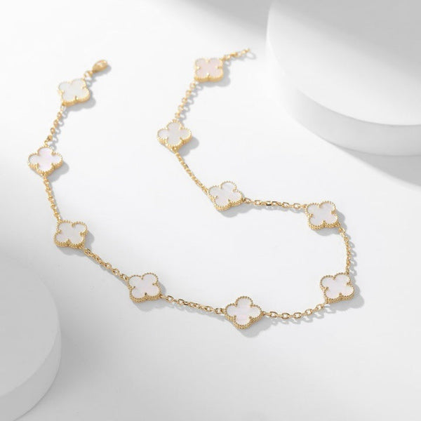 [Marin-Jewelry]CLOVER 10 MOTIFS WHITE MOTHER OF PEARL NECKLACE