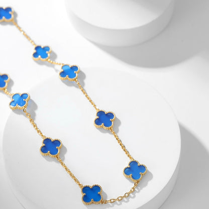 [Marin-Jewelry] クローバー 10モチーフ ブルーアゲートネックレス
