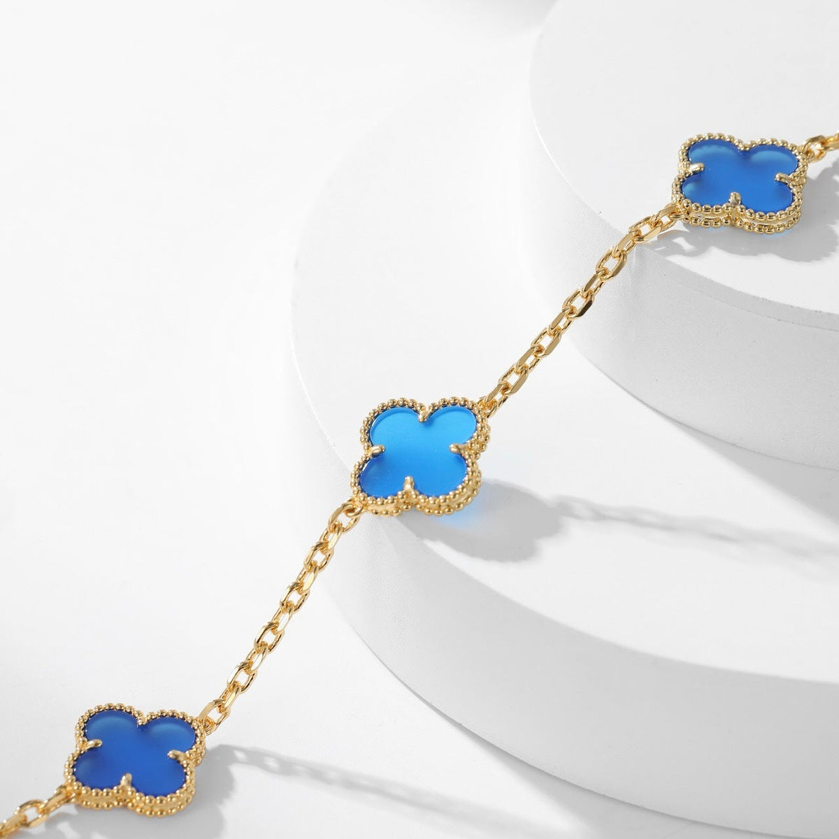 [Marin-Jewelry] クローバー 10モチーフ ブルーアゲートネックレス