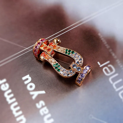 [Marin-Jewelry]FORC LARGE HORSESHOE  COLORED DIAMOND BRACELET SILVER
