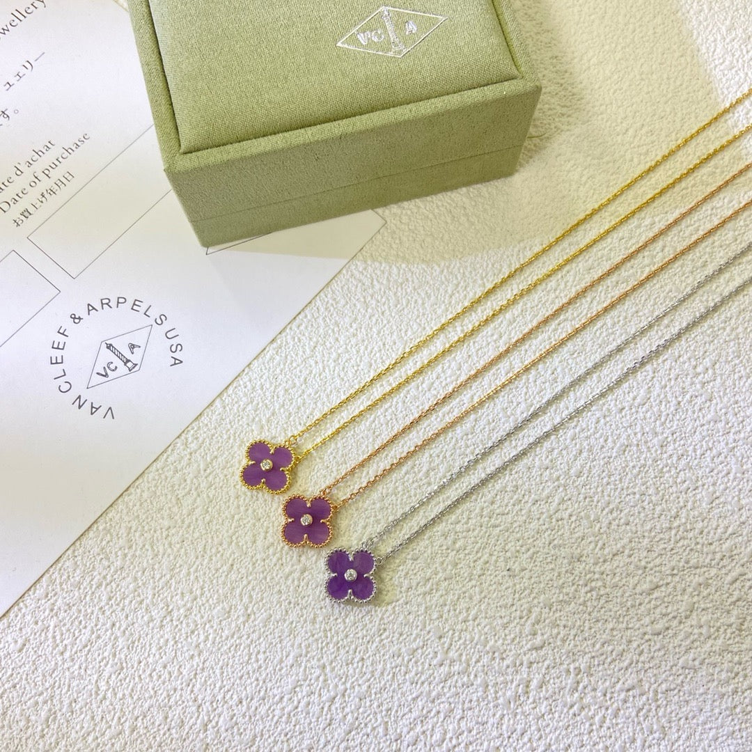 [Marin-Jewelry Jewelry]CLOVER 15MM DIAMOND PURPLE VIOLET ネックレス