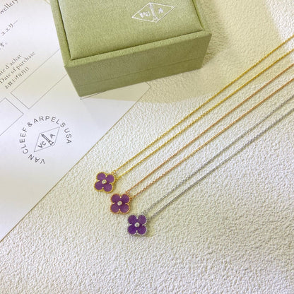 [Marin-Jewelry Jewelry]CLOVER 15MM DIAMOND PURPLE VIOLET ネックレス