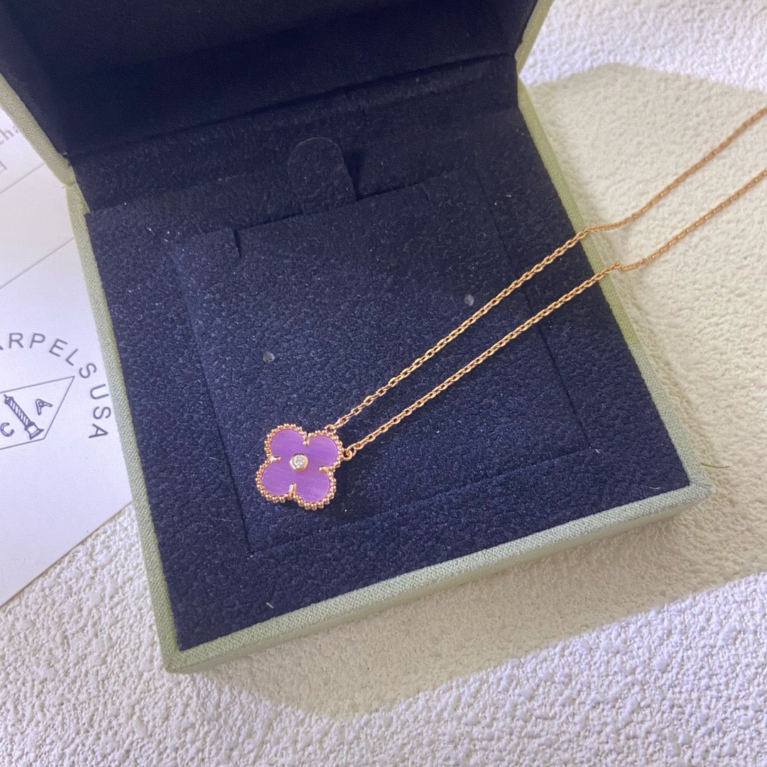 [Marin-Jewelry Jewelry]CLOVER 15MM DIAMOND PURPLE VIOLET ネックレス
