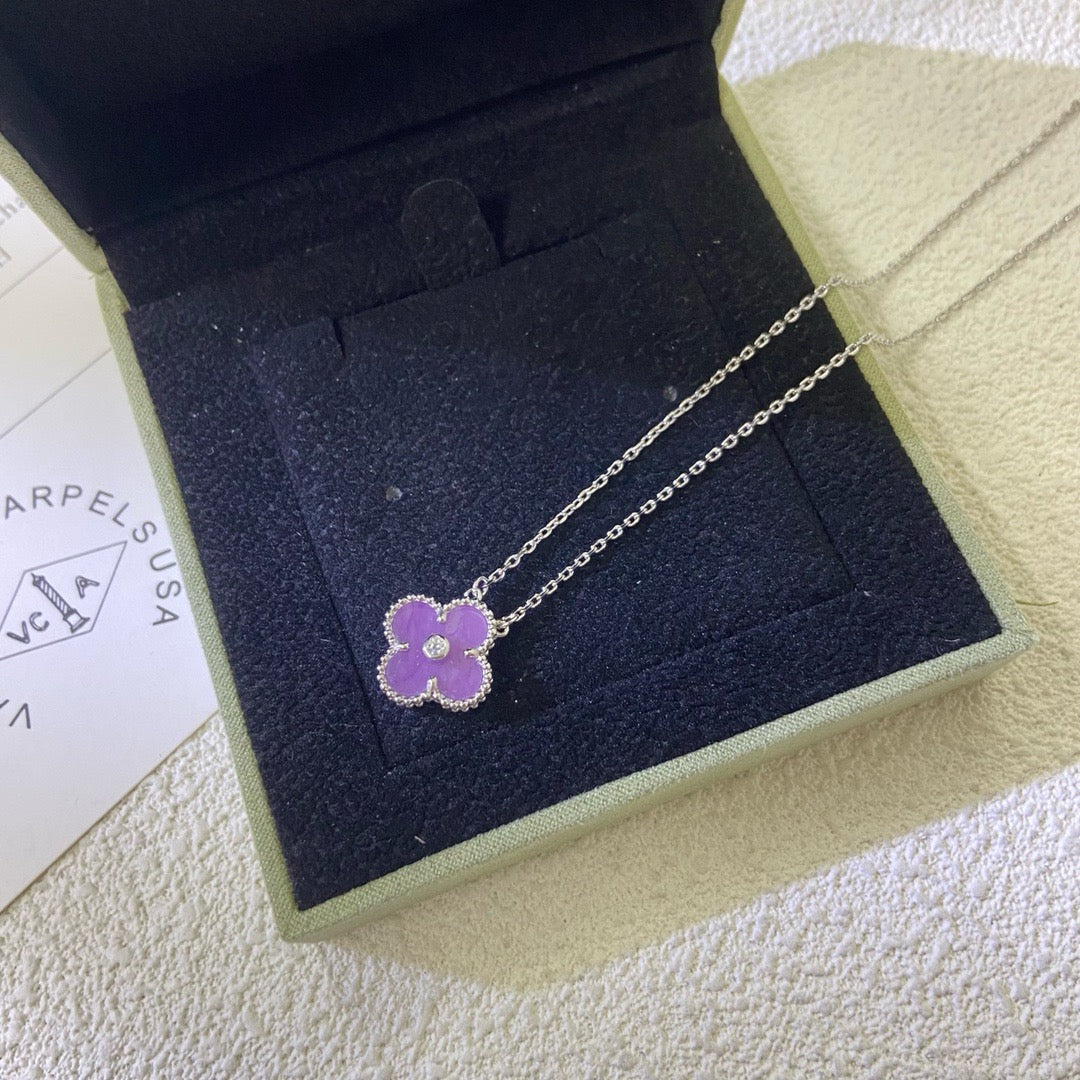 [Marin-Jewelry Jewelry]CLOVER 15MM DIAMOND PURPLE VIOLET ネックレス