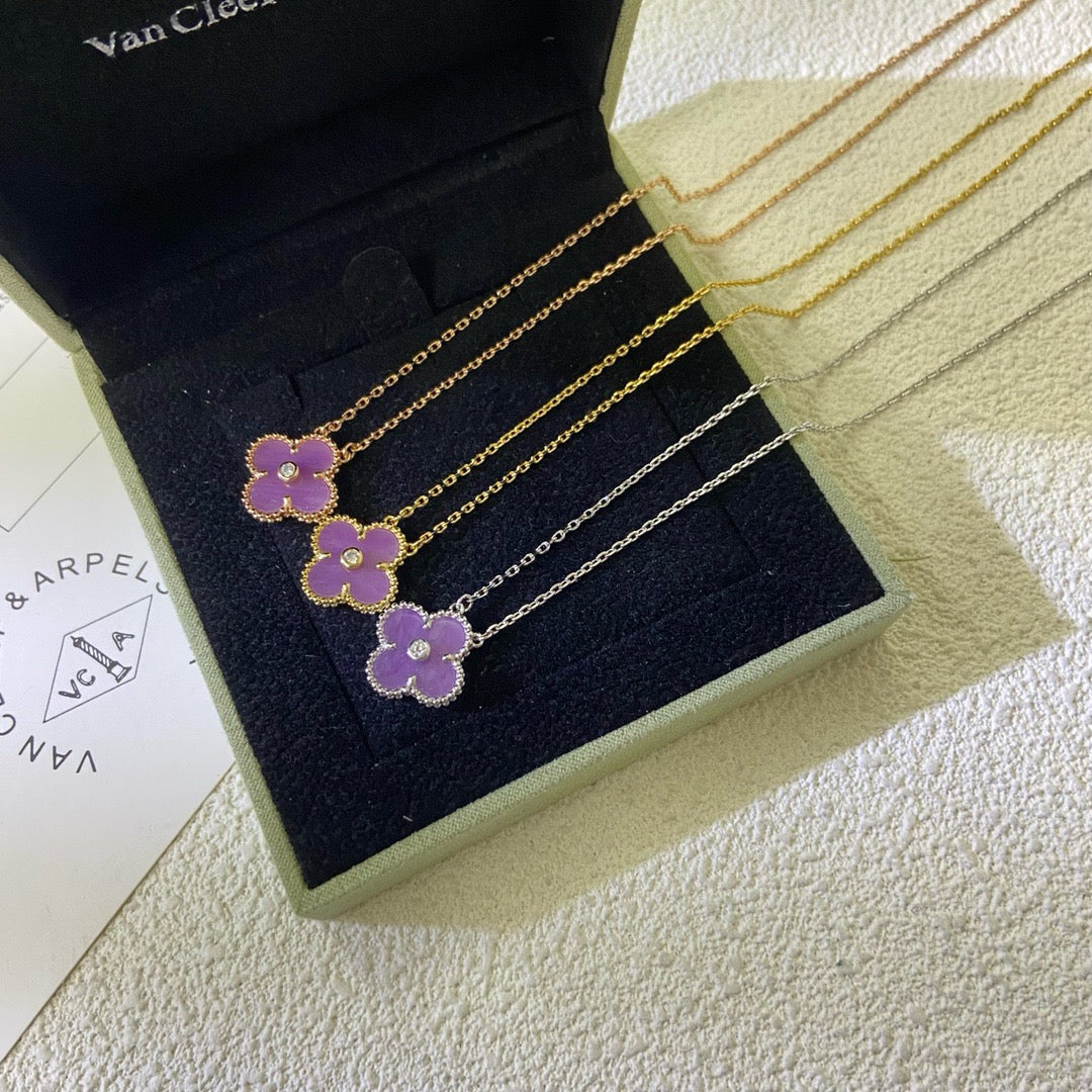 [Marin-Jewelry Jewelry]CLOVER 15MM DIAMOND PURPLE VIOLET ネックレス