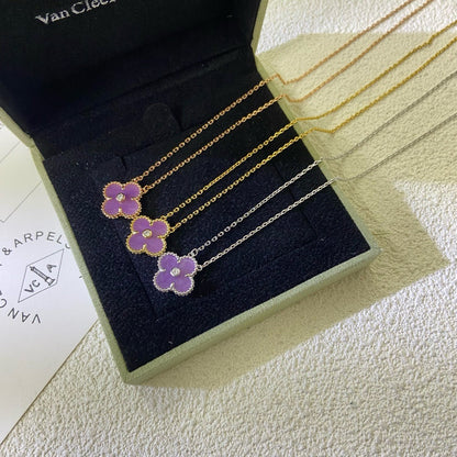 [Marin-Jewelry Jewelry]CLOVER 15MM DIAMOND PURPLE VIOLET ネックレス