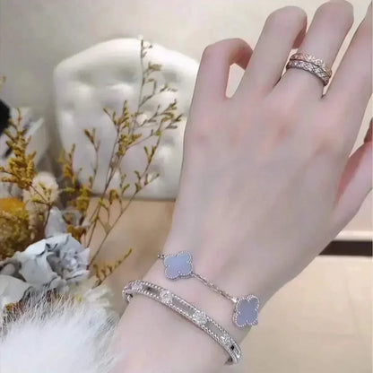 [Marin-Jewelry] クローバー 5モチーフ パープルカルセドニー ブレスレット コレクション