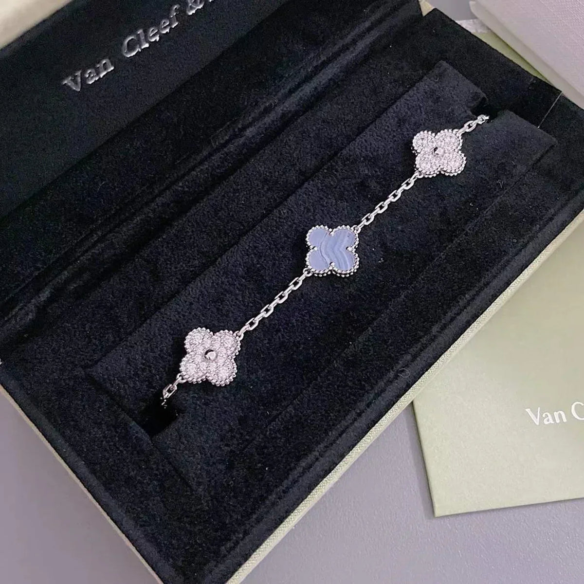 [Marin-Jewelry] クローバー 5モチーフ パープルカルセドニー ブレスレット コレクション