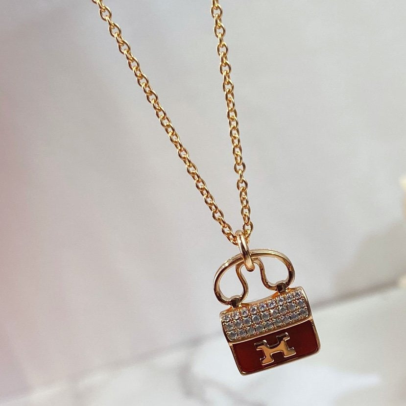 [Marin-Jewelry]COLLIER CONSTANCE PENDENTIF ROUGE OR ROSE