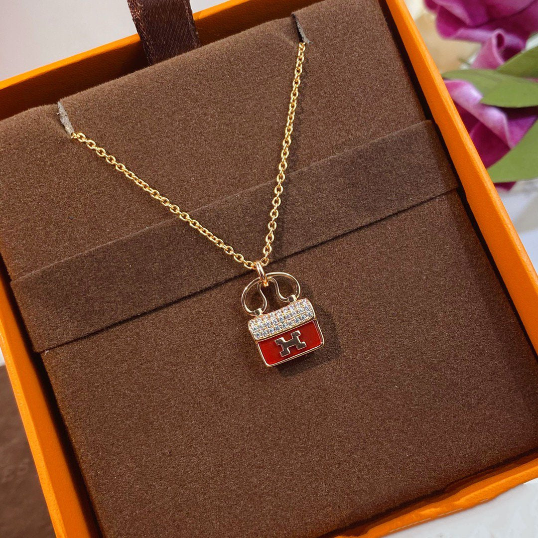[Marin-Jewelry]COLLIER CONSTANCE PENDENTIF ROUGE OR ROSE