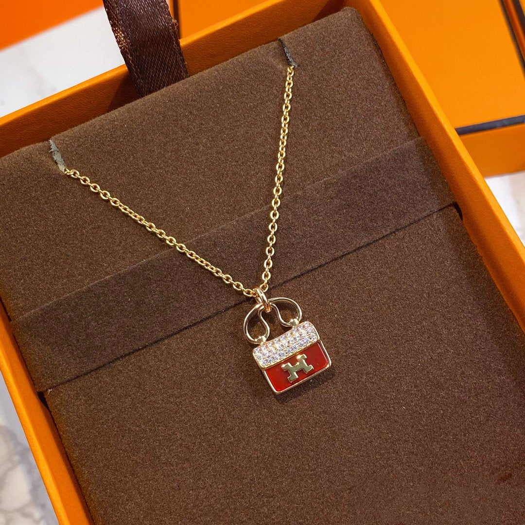 [Marin-Jewelry]COLLIER CONSTANCE PENDENTIF ROUGE OR ROSE