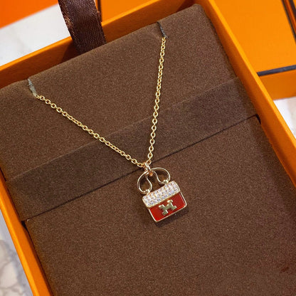 [Marin-Jewelry]COLLIER CONSTANCE PENDENTIF ROUGE OR ROSE