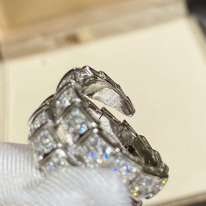 [⭐Marins]SERPENTI DOUBLE RING SILVER DIAMOND PAVED
