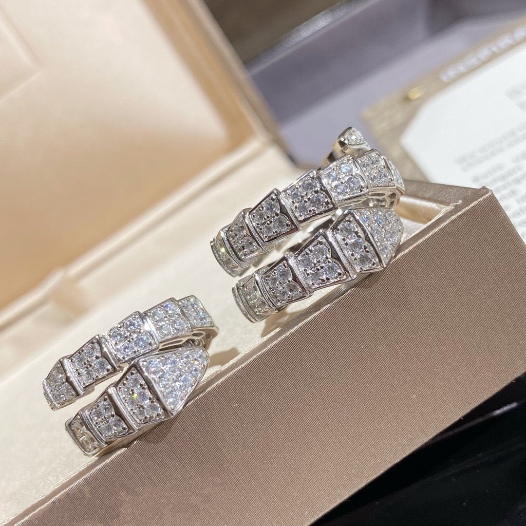 [⭐Marins]SERPENTI DOUBLE RING SILVER DIAMOND PAVED