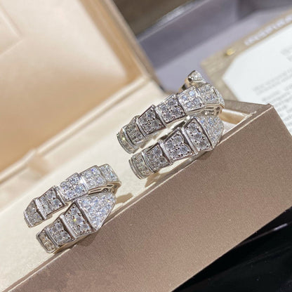 [⭐Marins]SERPENTI DOUBLE RING SILVER DIAMOND PAVED